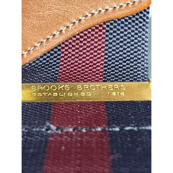 Vintage Brooks Brothers Burgundy & Navy Blue Striped Suspenders Leather - Picture 7 of 7